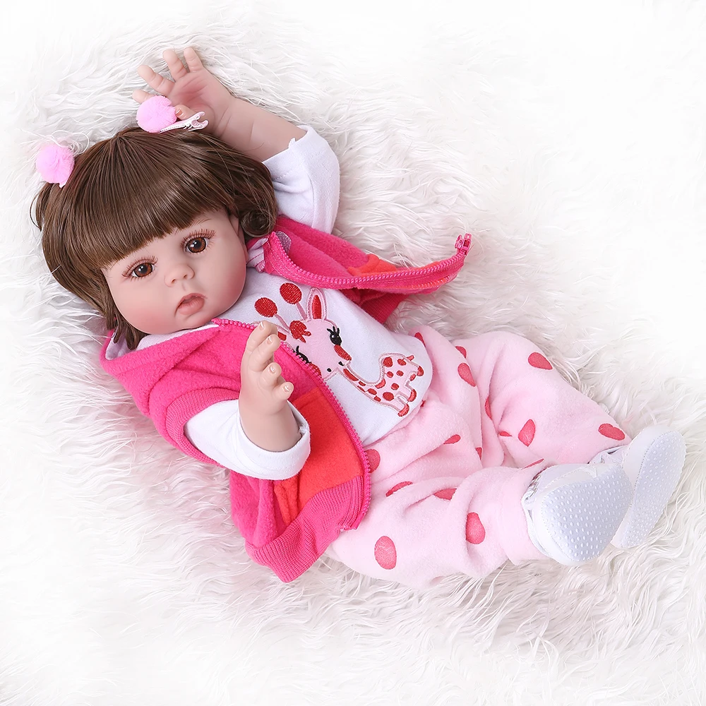 NPK 48 см bebe Кукла reborn для маленьких девочек кукла в розовом платье полное тело мягкий силиконовый реалистичный ребенок водонепроницаемый анатомически правильный