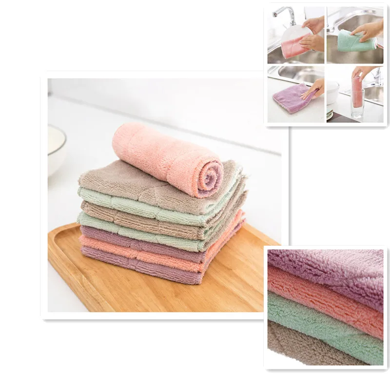 

1PC Super Absorbent Microfiber Double-deck Kitchen Dish Cloth Tableware Household Cleaning Towel Kichen Cleaning Accessories Hot