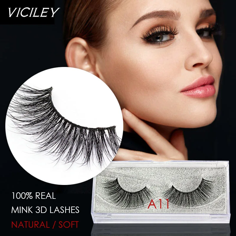 

A11 - 1 pair High Quality 100% Mink Hair Handmade 3D False Eyelashes Popular and Natural for Beauty Makeup