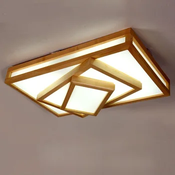 

Solid Wooden LED Square LED ceiling light rectangular bedroom restaurant living room decorated ceiling lamp ZA10