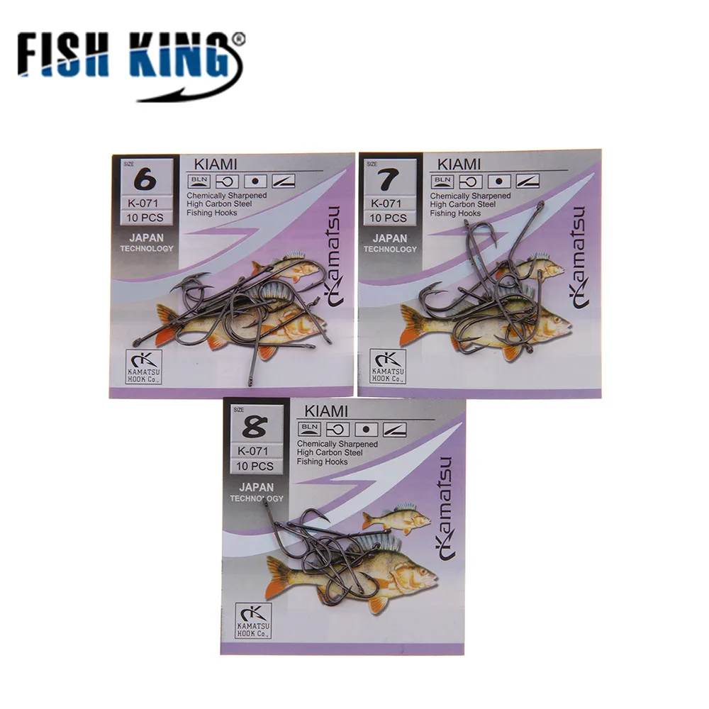FISH KING 50 шт./лот 3#-12# Высокоуглеродистая сталь рыболовный крючок с колючими крючками для ловли карпа Фидер рыболовный крючок джиг крюк