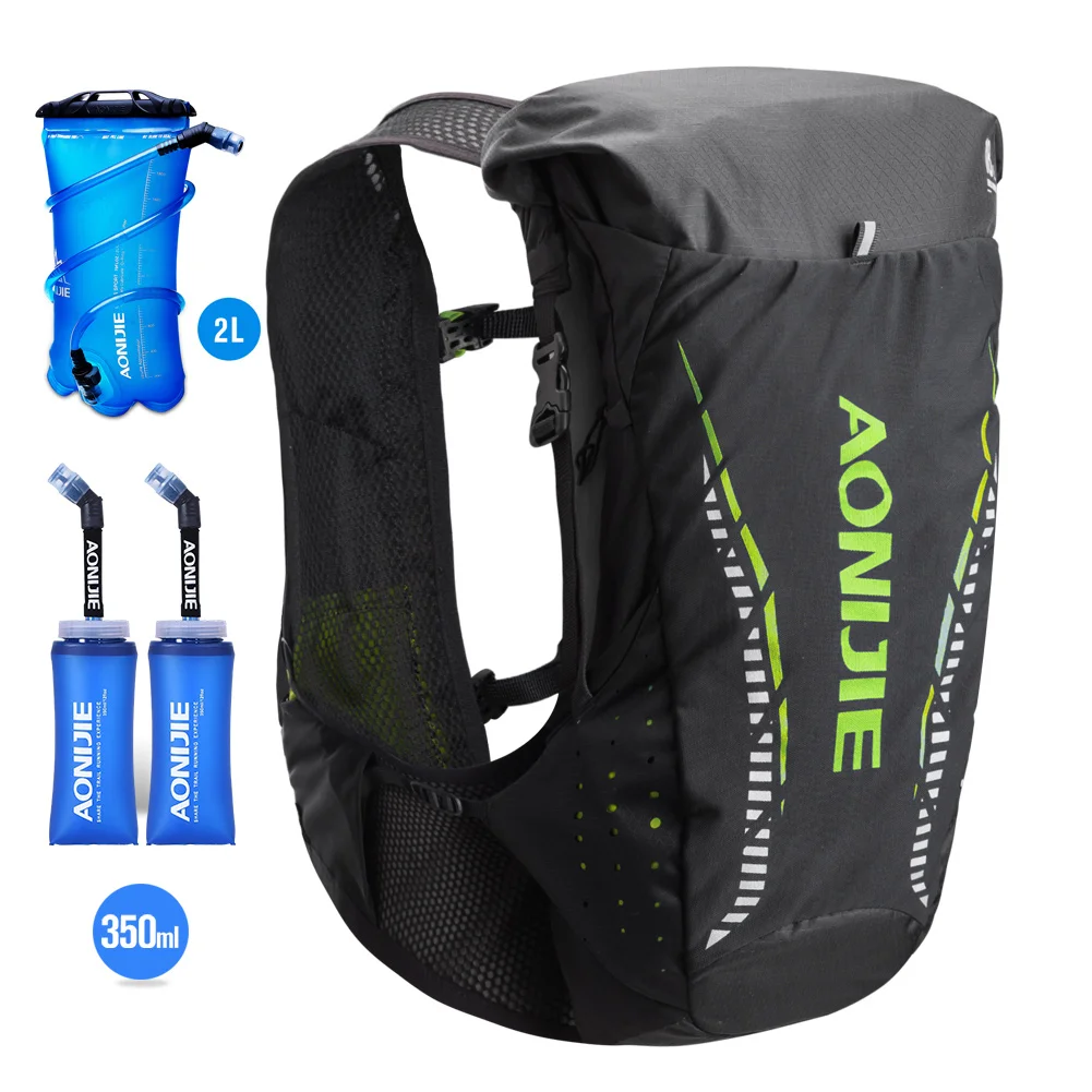 Black Green Set C AONIJIE C943 Открытый легкий гидратации рюкзак сумка жилет для 2L мочевого пузыря пеший Туризм Кемпинг бег марафон гонки - Цвет: Black Green Set C