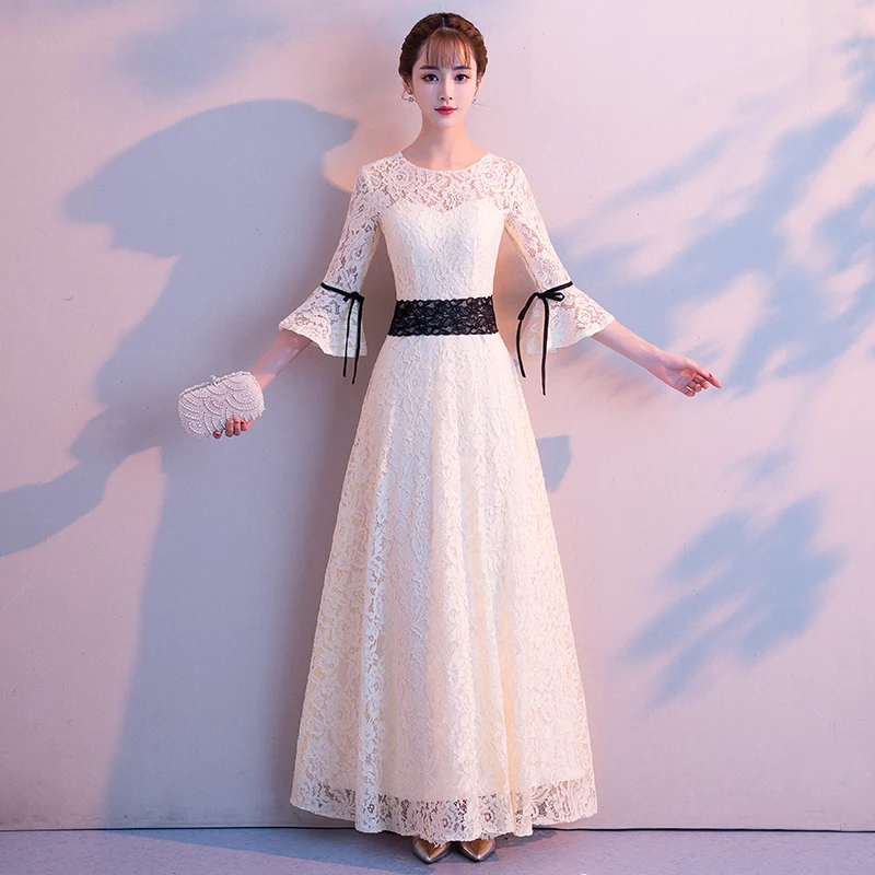

Evening dress female 2020 new long banquet temperament elegant elegant annual meeting host slim slimming dress