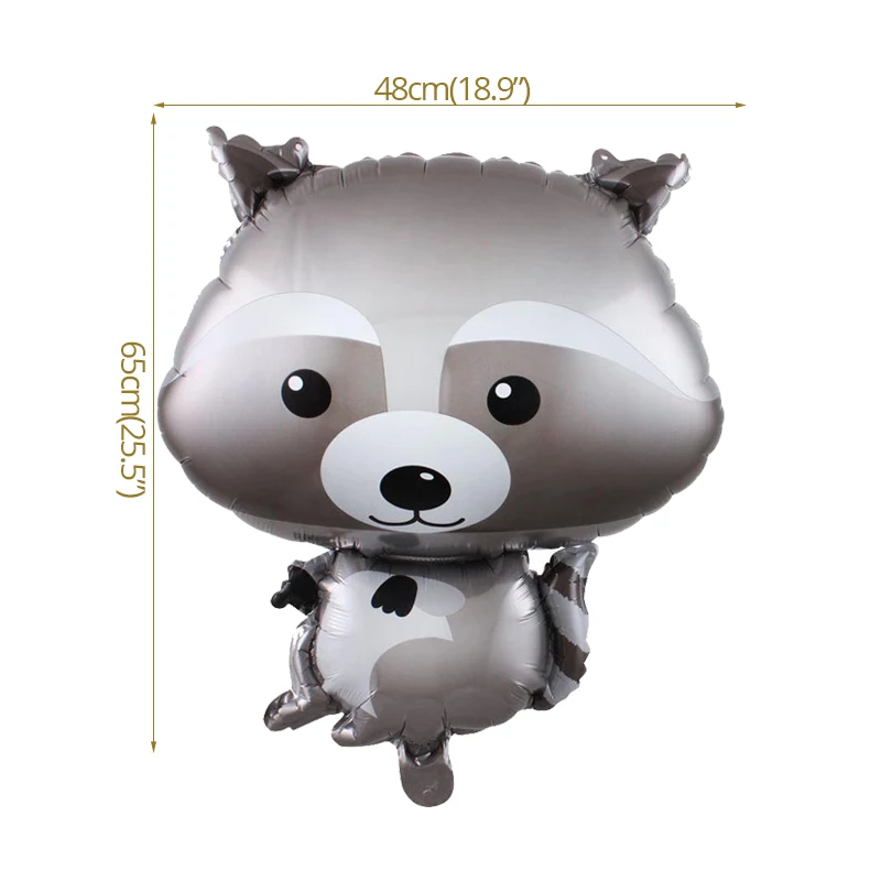 4pcs Animal Foil Balloons Birthday wedding Forest Party Decorations Helium Ballons Fox Hedgehog Squirrel Raccoon Baby Shower - Цвет: 4pcs raccoon