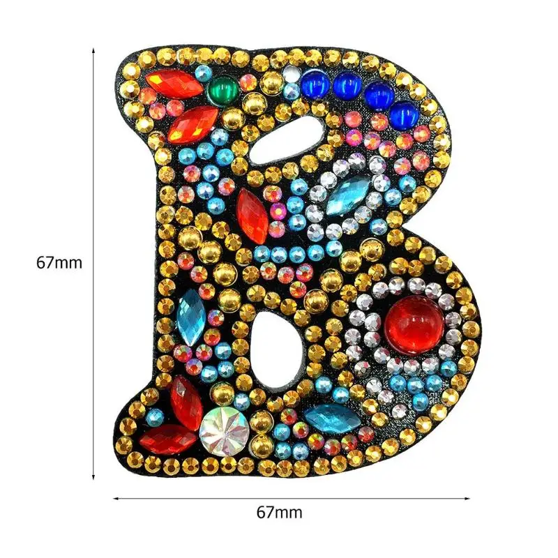 DIY 26 Английский брелок на ключи в форме буквы алмазная живопись буквы набор для начинающих Алмазная вышивка крестиком женская сумка для девочек брелок-подвеска подарки - Цвет: B