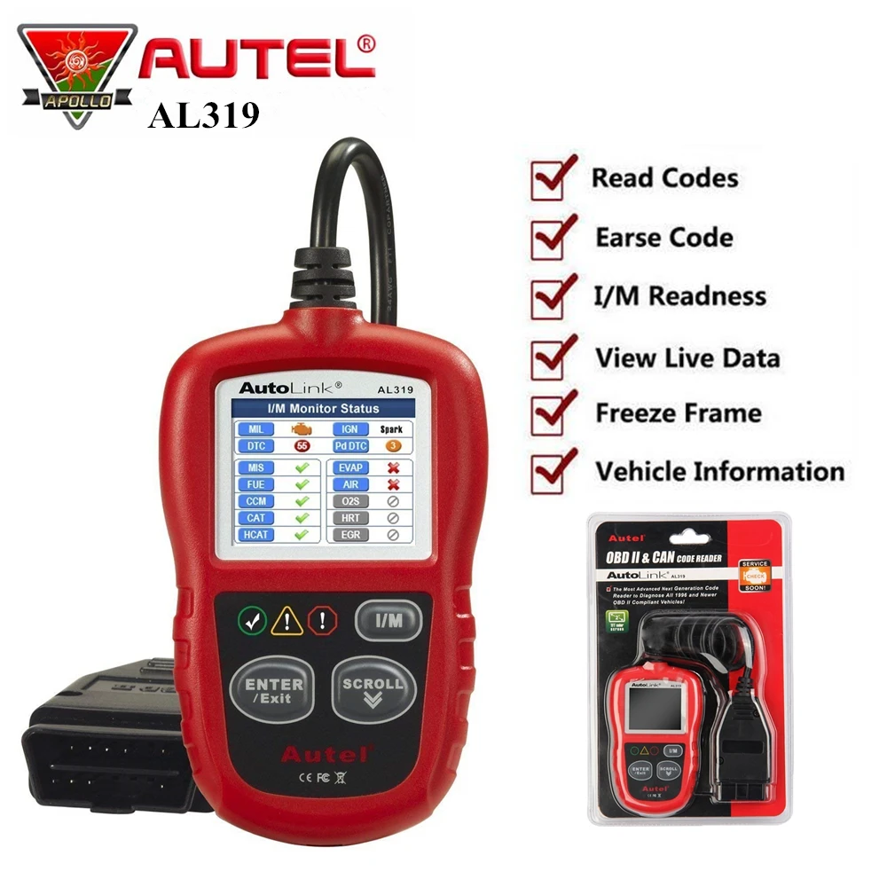 Autel AutoLink AL319 OBD2 Code Reader DIY Car Scanner OBD Auto