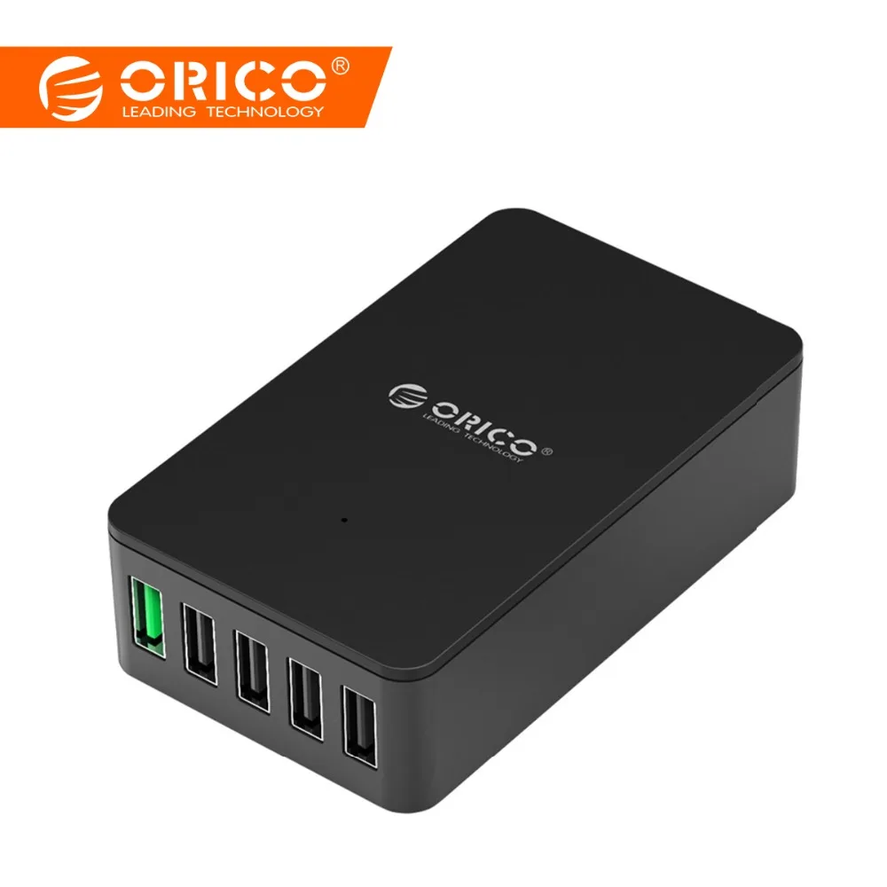 

ORICO QSE-5U 5 Port Quick Charger QC2.0 Charger 5V2.4A/9V2A/12V1.5A Desktop USB Charger for Almost Smart Phones EU/US Plug Black