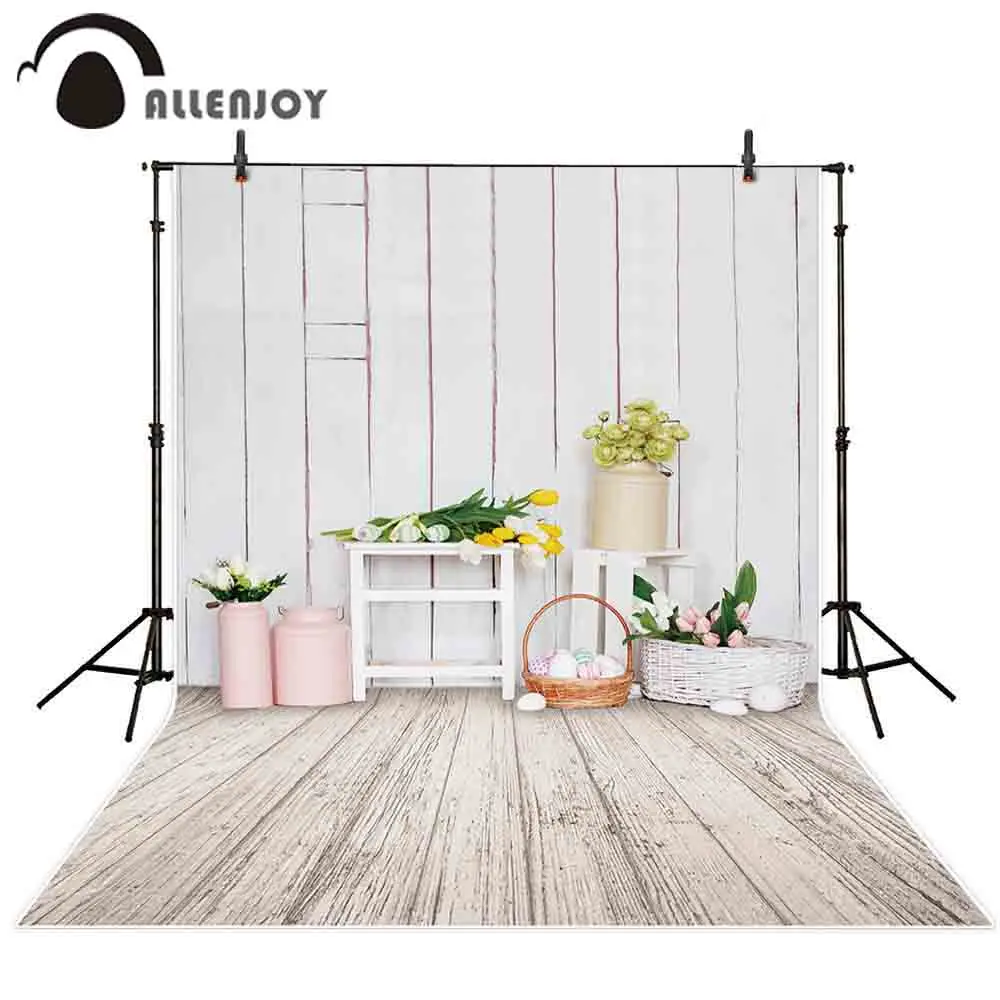 

Allenjoy Easter backdrops for photography decoration vintage wooden floors eggs photographic backgrounds photobooth photocall