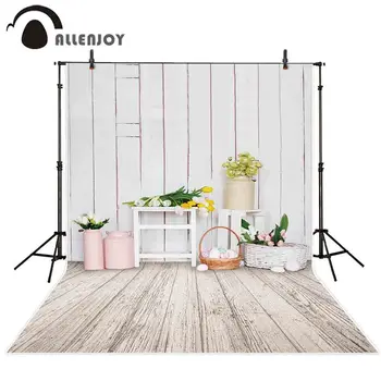 

Allenjoy Easter backdrops for photography decoration vintage wooden floors eggs photographic backgrounds photobooth photocall