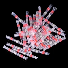 50pcs Seal Heat Shrink Butt Wire Connectors Terminals AWG22-18 Red Solder Sleeve Waterproof