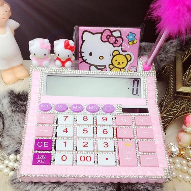 2018 New 12 digit pink cute hello kitty calculator no voice cute