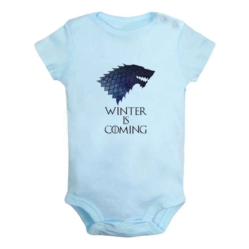 Game of Thrones House Stark Direwolf Winter Is Coming Design Newborn Girls Outfits Jumpsuit Print Infant Bodysuit Clothes