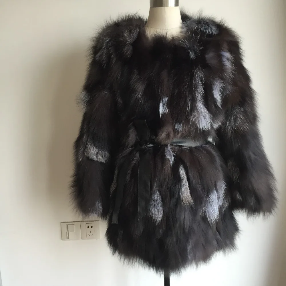 Femmes Kah671 Naturel Chaud Véritable Long Veste Grande Conception Classique Top Taille De crystal Fourrure Personnalisé Luxe Vintage Manteau Renard Natural CWBordxe