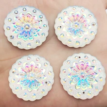 Diy30 мм круглые полимерные Стразы Кристалл Камень двойное отверстие кнопка используется для украшения свадебного ремесла