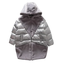 Женские зимние теплые лоскутные пушистые с длинными рукавами на молнии с капюшоном пушистые все подходящие пальто Верхняя одежда серый FS0680