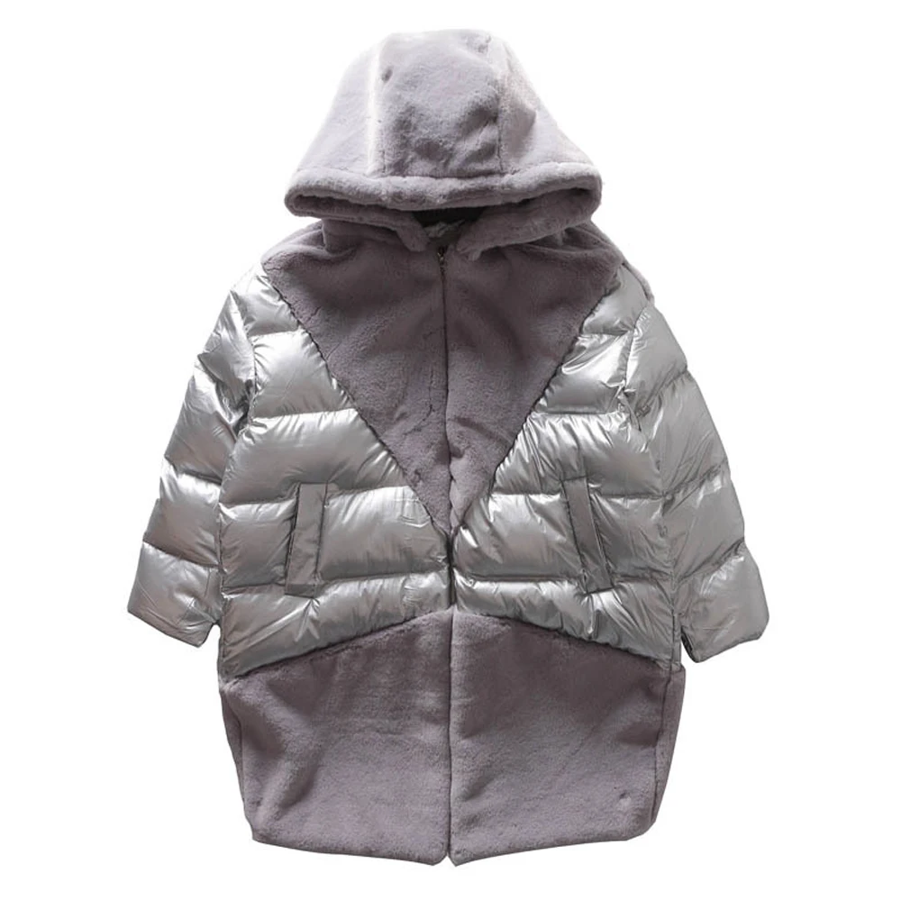 Women Winter Warm Patchwork Fuzzy Splicing Long Sleeves Zipper Hooded Fluffy All Matching Coat Outwear Gray FS0680 | Женская одежда