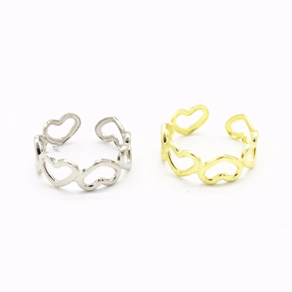 

SEA MEW Fashion Style Lady Adjustable Copper Heart Toe Ring Rhodium Gold Color Wedding Bands Foot Beach Jewelry For Women