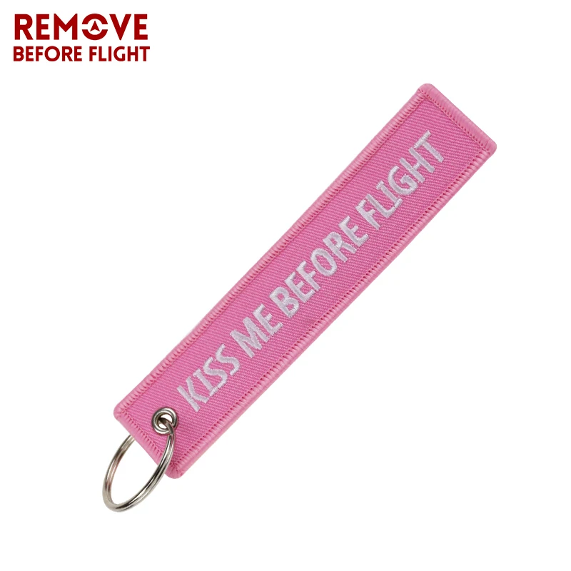 

Fashion Keychain Bijoux Kiss Me Before Flight llaveros Keychains Embroidery Key Fobs OEM Car Key Chains for Motorcycles Key Ring