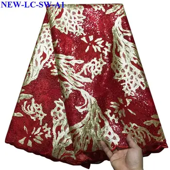 

Most popular High Quality Nigerian sequins French Lace Fabric Heavy Beaded Tulle Net French Mesh Lace Material 5 yards NZA02