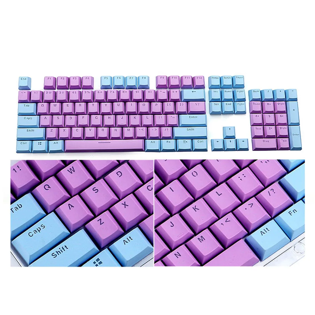 

USPS Purple + blue Translucent Double Shot PBT 104 KeyCaps Backlit for Cherry MX Keyboard Switch 2019 NEW