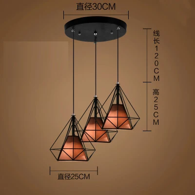 Современный подвесной светильник в клетку, железный минималистичный ретро скандинавский Лофт пирамида, подвесной светильник, металлическая Подвесная лампа E27 для помещений ZDD0004 - Цвет корпуса: N