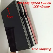 For Sony Xperia S LT26i Lt26 Black white pink gray LCD Display Screen+Touch Screen Digitizer Glass Assembly With Frame Bezel