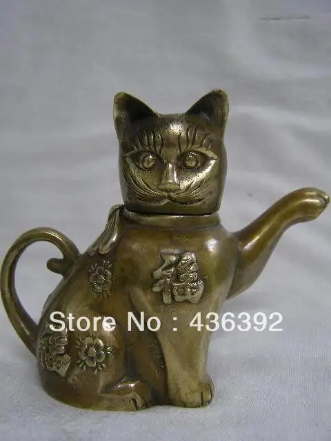 

Rare Tibetan copper lucky cat sculpture teapot