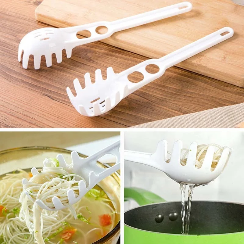 Fashion Spoon White Spaghetti Tool Fork Utensils Kitchen Pasta Noodles Plastic Cooking