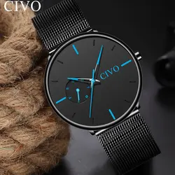 CIVO простые Стильные дизайнерские часы для мужчин премиум кожаные наручные аналоговые часы водонепроницаемые мужские s часы Horloges Mannen