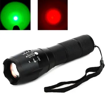 

Red Light Green Light LED Flashlight Zoomable Torch 5-mode AAA 18650 Flashlight Green Red LED Lamp Torchlight