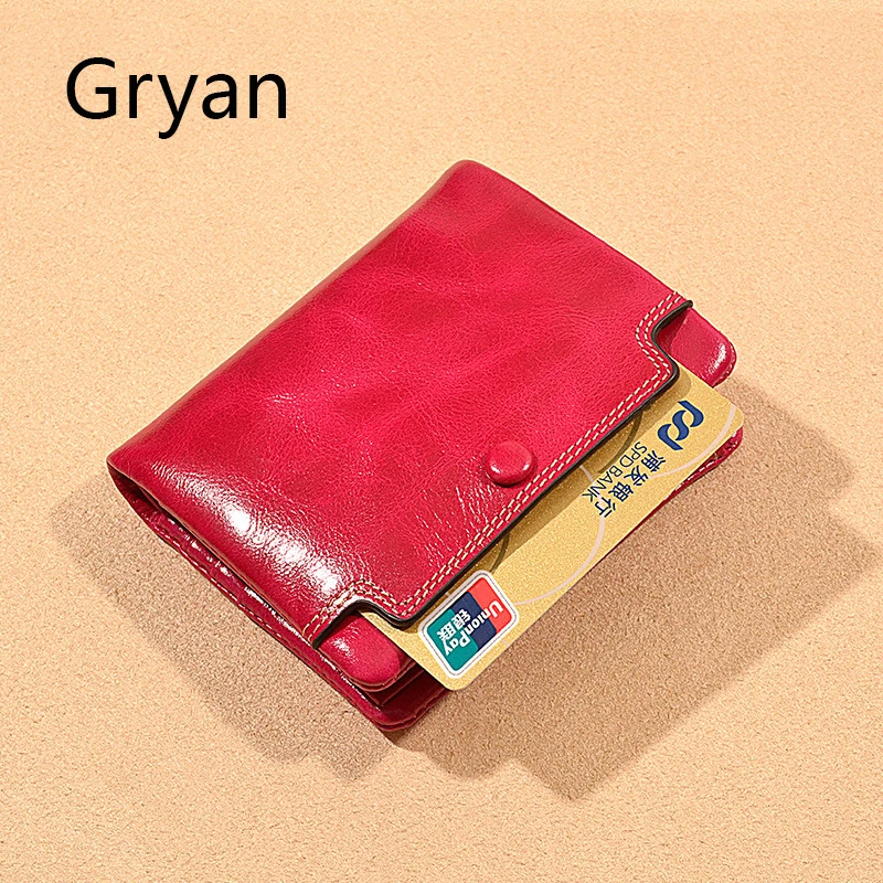 

Women Genuine leather Wallet Korean fashionable Female oil wax Holder Purse cattle pickup Cube mini Clutch zipper Pouch 257