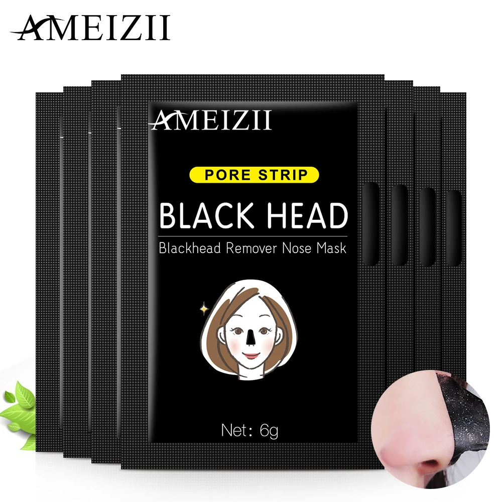 

Ameizii 4Pcs Blackhead Remover Face Nose Black Mask Bamboo Charcoal Acne Treatment Peel Off Facial Mask Shrink Pores Black Mud