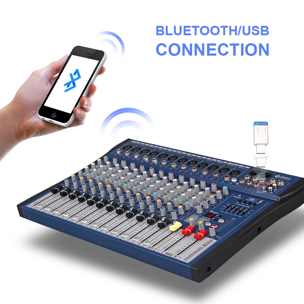 Хороший звук! USB Bluetooth dj контроллер микшер Профессиональный 12 канальный аудио цифровой эффект караоке КТВ Свадебный микшер