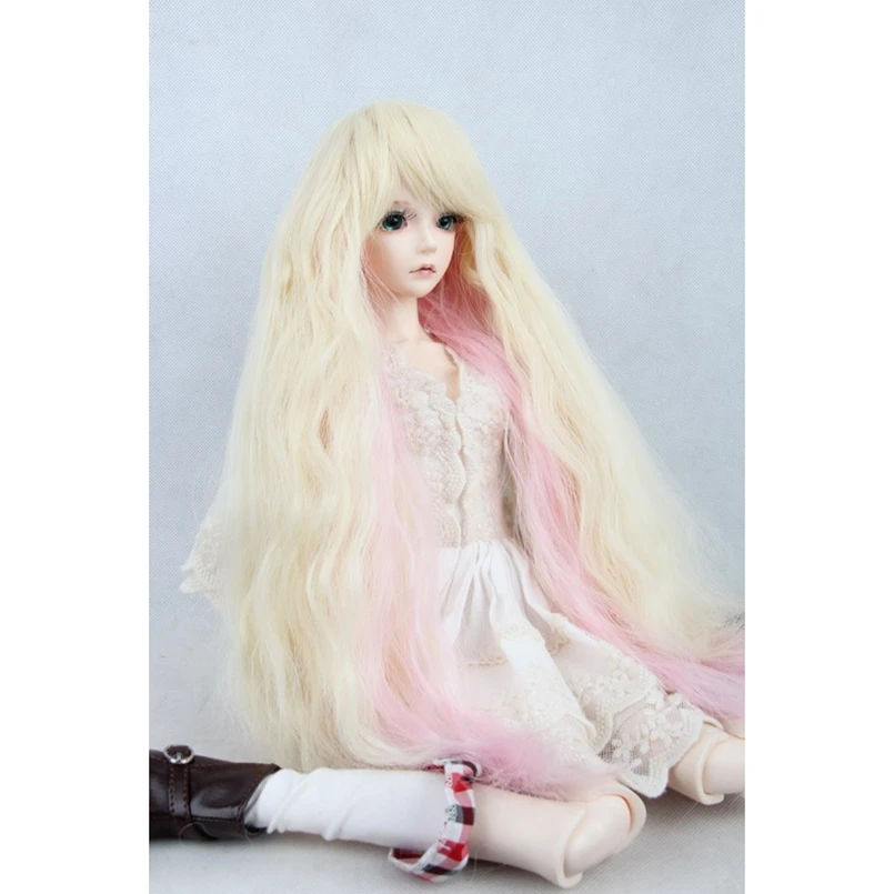 BJD длинный парик блонд и розовый для 1/6 1/3 24 &quot1/4 17&quot высокий SD MSD DK DZ AOD DD YOSD VOLKS