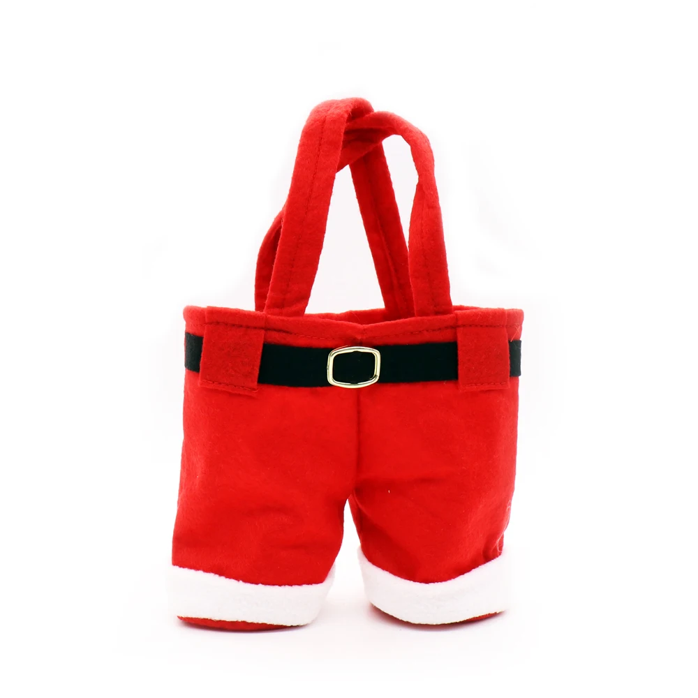 

New Merry Christmas Candy chocolate Wine Bottle Bag Santa Pants Trousers Gift Bags package Christmas Decoration Supplies Red