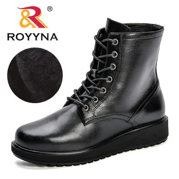 

ROYYNA 2019 New Leather Women Boots Winter Short Plush Shoes Feminina Female Motorcycle Ankle Boots Fashion Women Botas