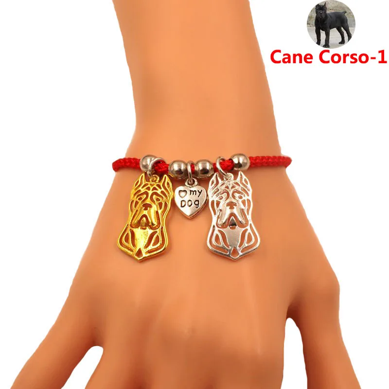 Us 139 46 Offcane Corso Dog Animal Charm Bracelet For Women Men Couple Love Rope Male Female Pearl Red Heart Black Girls Cute Fashion In Charm
