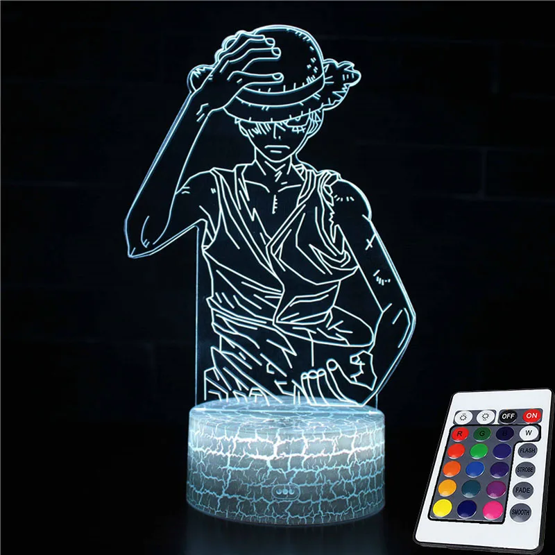 Одна штука 7 цветов меняющаяся Настольная лампа с экшн-фигурками Luffy USB Led Настольный светильник Zoro Mihawk SUNNY модель корабля игрушки Рождественский подарок - Цвет: MY-241RC