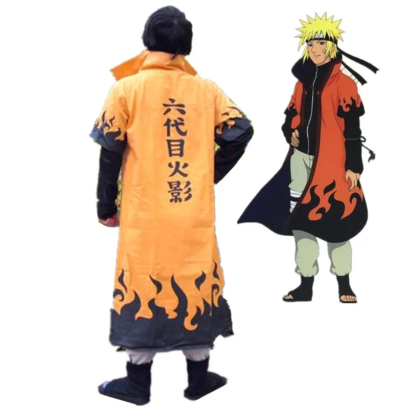

Anime Naruto Cosplay Costumes Six Yondaime Hokage Namikaze Minato Cloak Hatake Kakashi Naruto Cape Outfit Free shipping