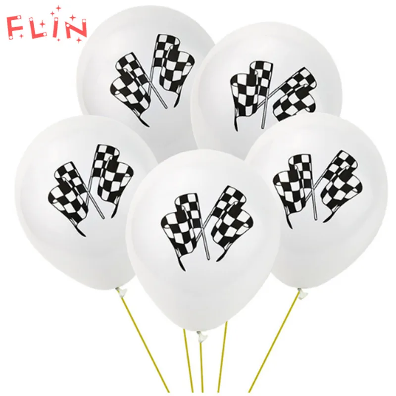 

15pcs Racing Flags Latex Inflatable Balloons Race Line Toys Kids Race Car Themed Event Party Ballon Decoration Globos
