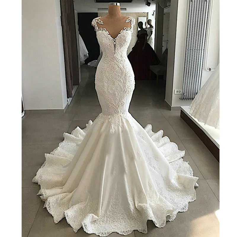 Vestido de noiva сексуальное свадебное платье Русалочки прозрачная Обнаженная спина