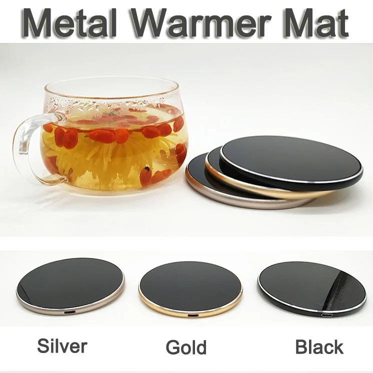 

Ultra thin Metal USB Warmer Heater Beverage Mug Mat Keep Drink Warm Heater Mugs Coaster Simple Style Warmer Mat USB Gadget