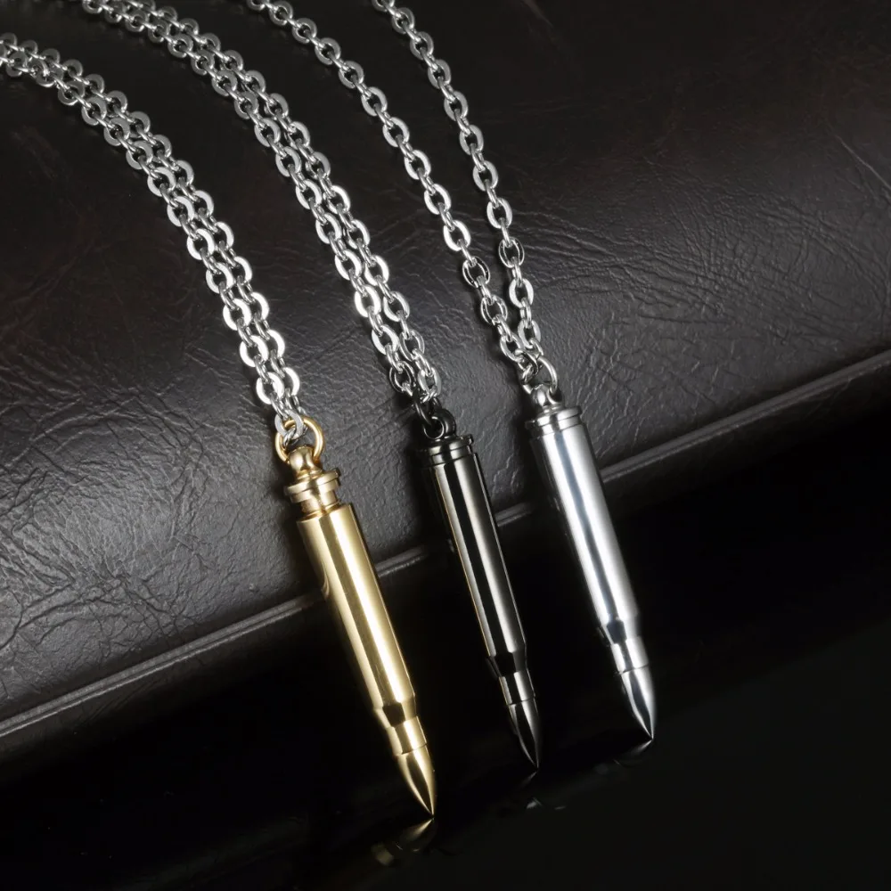 High Polished Bullet Urn for Ash Pendant Keepsake Memorial Cremation