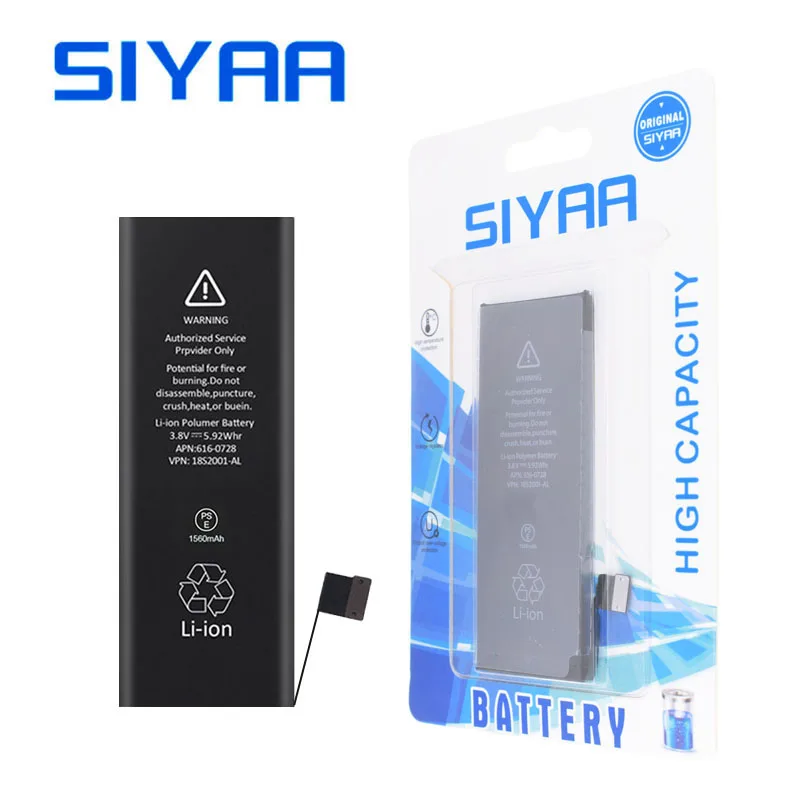 

SIYAA Phone Battery For Apple iPhone 5S 5GS 5C Replacement 1560mAh Capacity Lithium Polymer Bateria Free Tools Retail Package