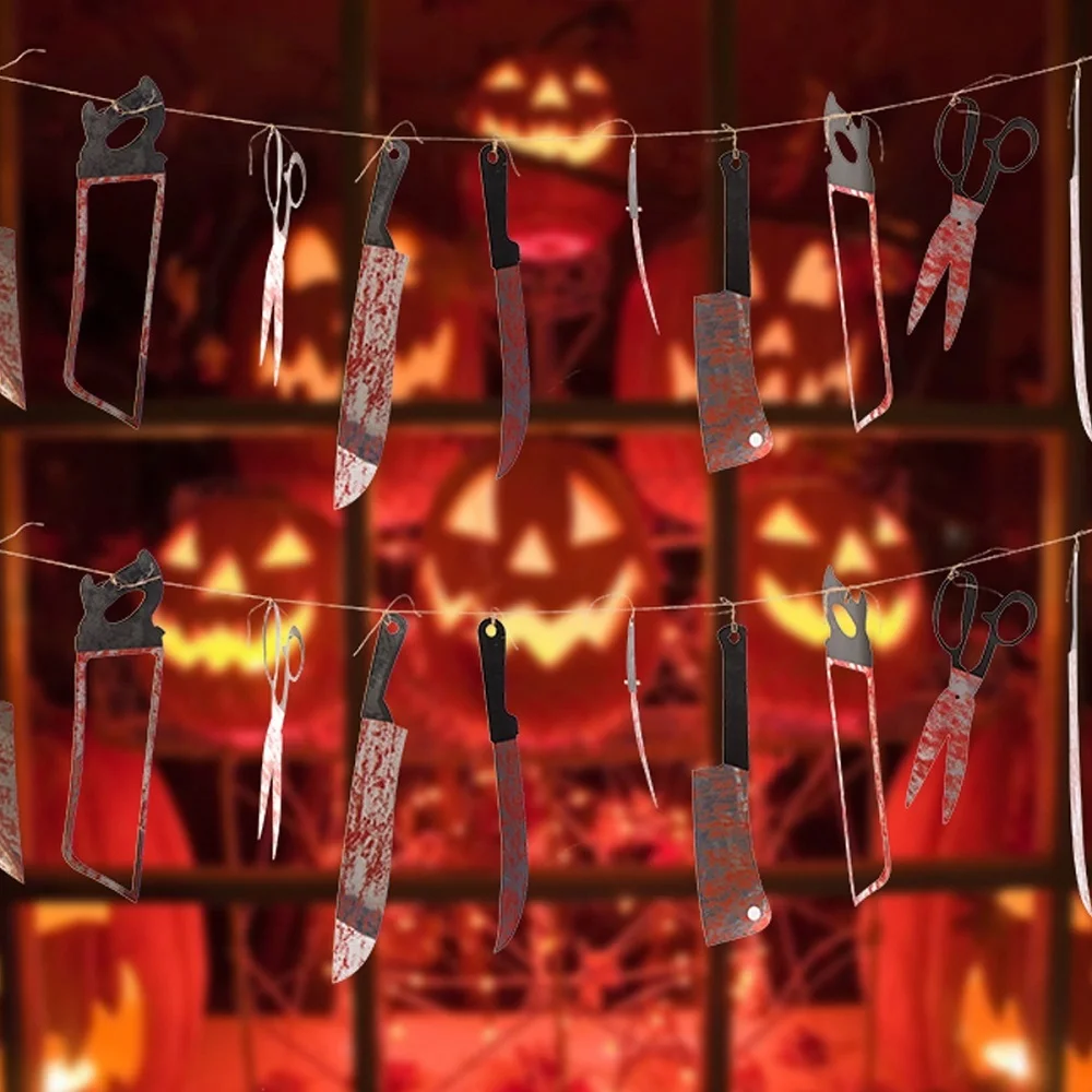 Halloween Terror Banner Haunted House Banners Spooky Chopper Paper