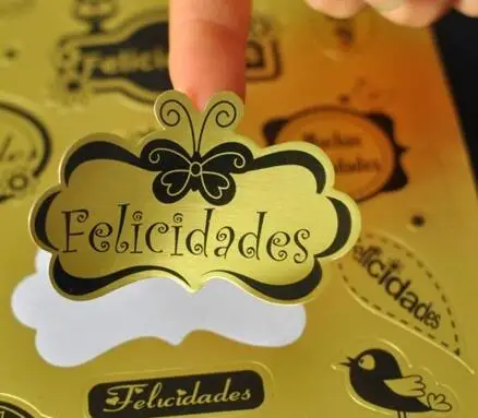 Clearance custom matt gold PET stickers, waterproof oilproof tear resistant for luxury decoration, Item No. CU09 4