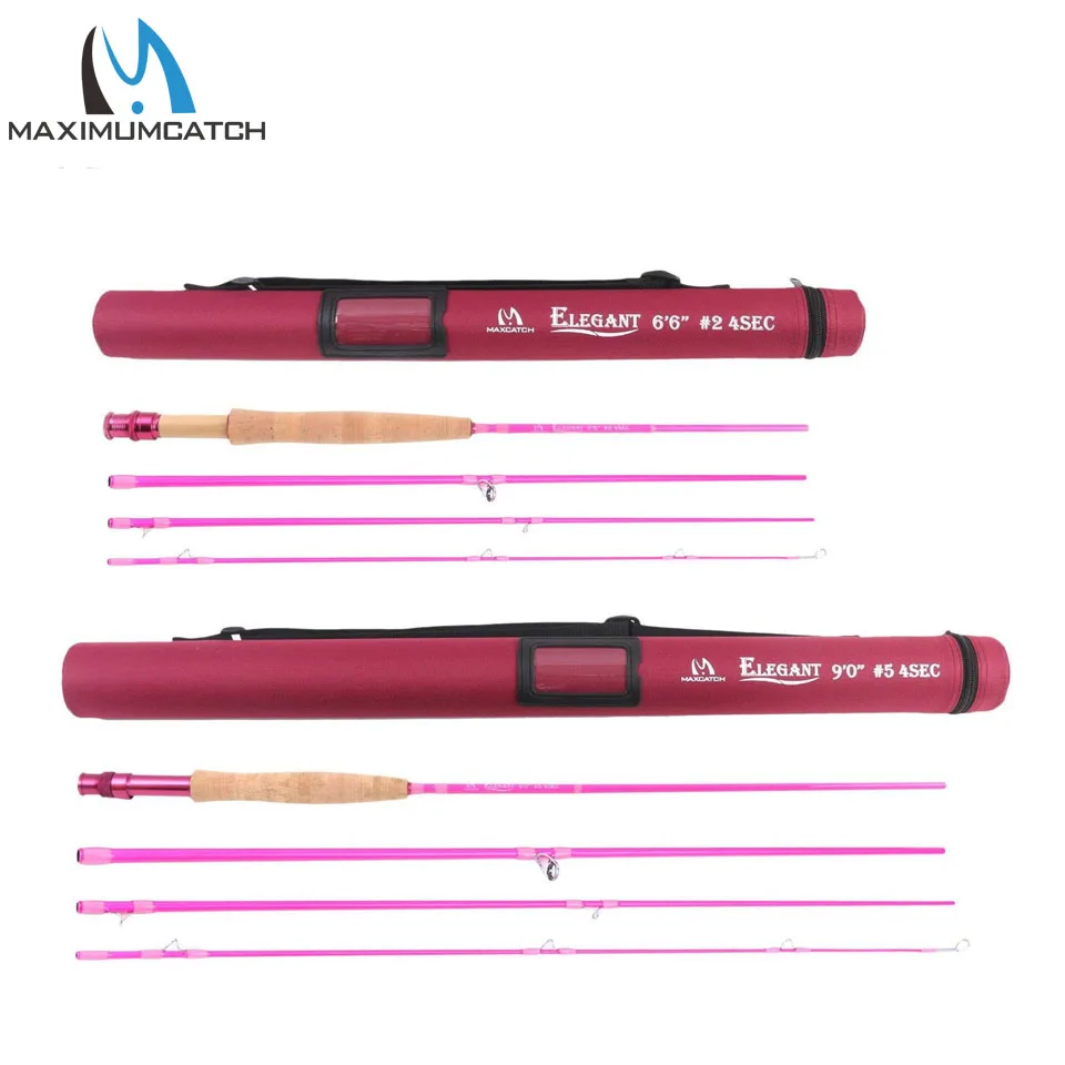 Maximumcatch 2wt / 5wt Wanita Pink Fly Fishing Rod Medium-Fast dengan Cordura Rod Tube
