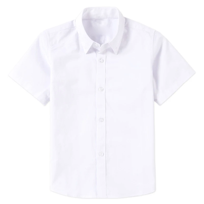 Белые рубашки для мальчиков, детская одежда однотонные хлопковые Формальные рубашки с короткими рукавами Школьная форма для подростков 6, 8, 10, 12, 14 лет, Vestidos