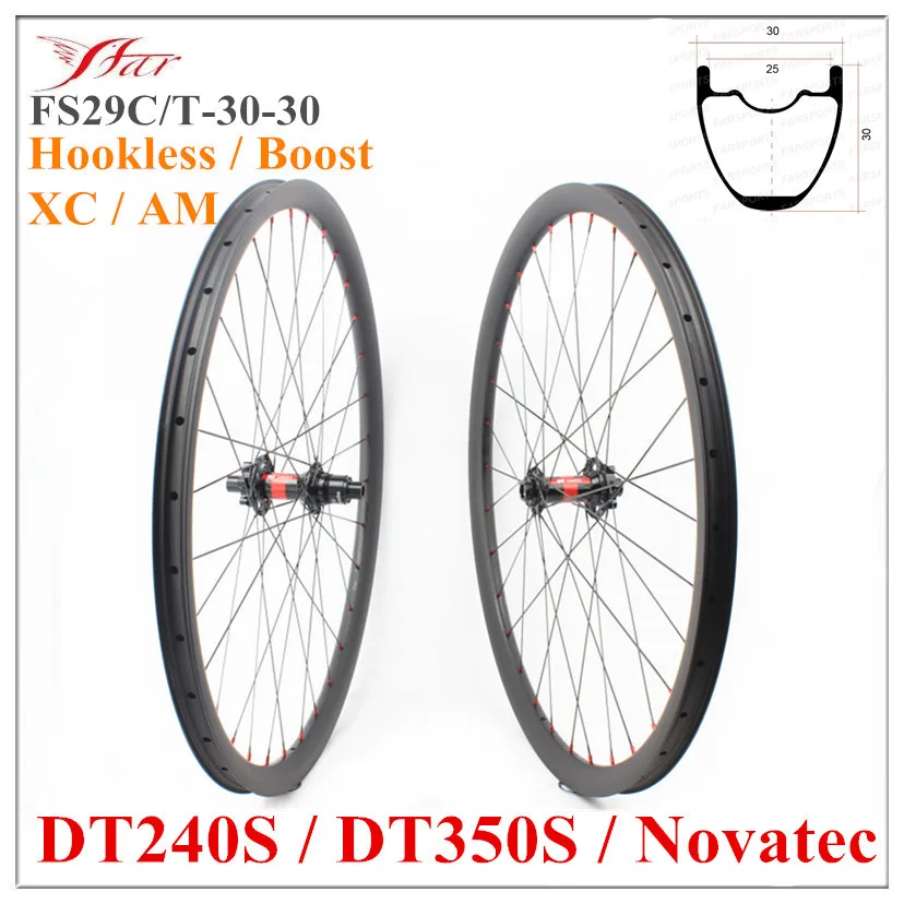 FS29C/T-30-30 Boost hookless MTB колеса 29er клинчер бескамерные карбоновые колеса 30W* 30D XC/AM MTB колеса 32H диски Farsports