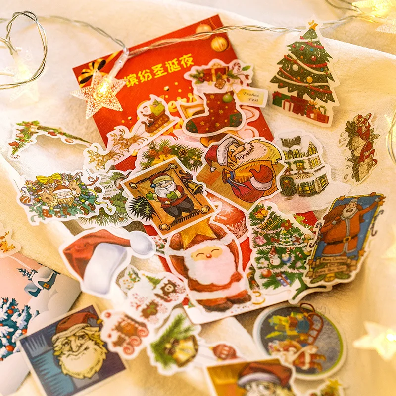 

60pcs/pack Merry Christmas Festival Decorative Stickers Adhesive Stickers DIY Decoration Scrapbooking Stickers